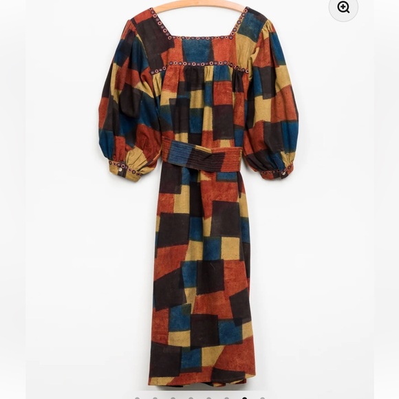 Umber & Ochre Devi Peasant Dress in Blocks NWOT - Picture 13 of 14